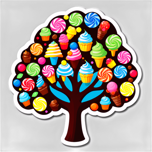 五彩繽紛的糖果樹上甜點