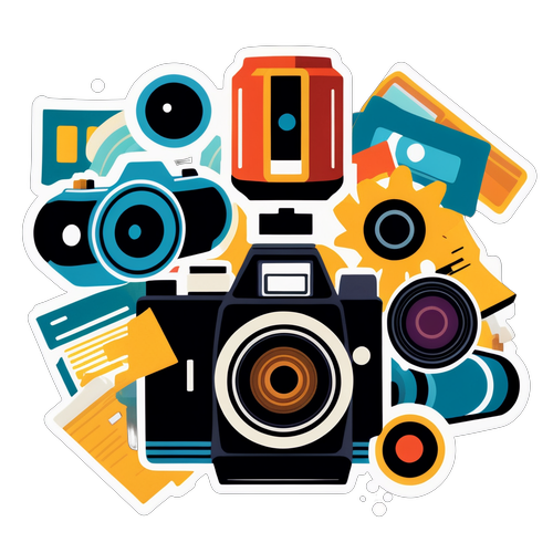 Vintage Camera with Photography Icons