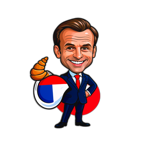 Caricatura do Macron com Sorriso Amigável