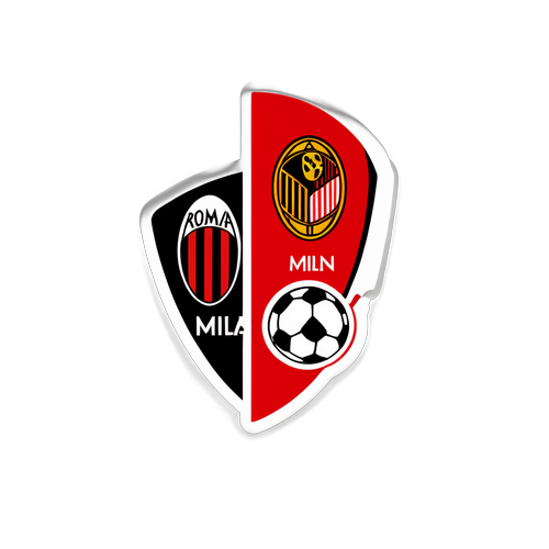 Стильний наклейка, що поєднує два еквівалентних матчі: Рома - Мілан