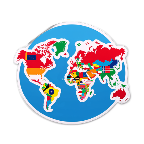 象征包容与合作的世界地图贴纸