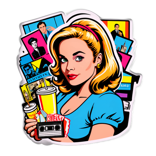 Pop-art sticker med filmreferanser