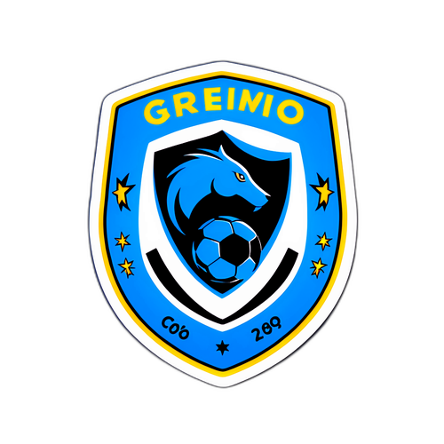 Escudo Estilizado do Grêmio com Elementos de Futebol