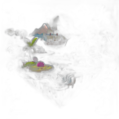 Et eventyrlig karikaturøyscene med skattejakt