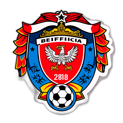 Στοιχείο με την ομάδα Benfica και μια μπάλα ποδοσφαίρου διακοσμημένη με καλλιτεχνικές πινελιές