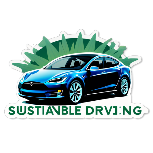 Mooi ontworpen Tesla met de tekst 'Duurzaam Rijden'