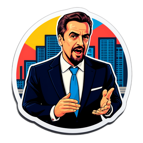 Σχέδιο με τον Αντώνη Σροϊτερη να μιλά σε μια εκπομπή