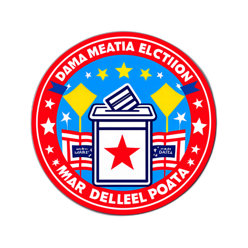 Sticker anunciando las elecciones de Mar del Plata