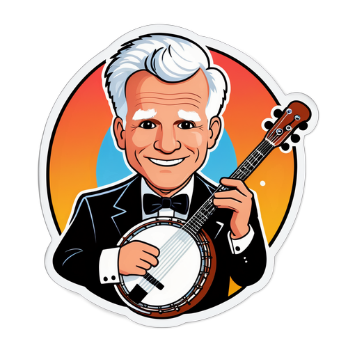 Whimsical Cartoon of Steve Martin with Banjo