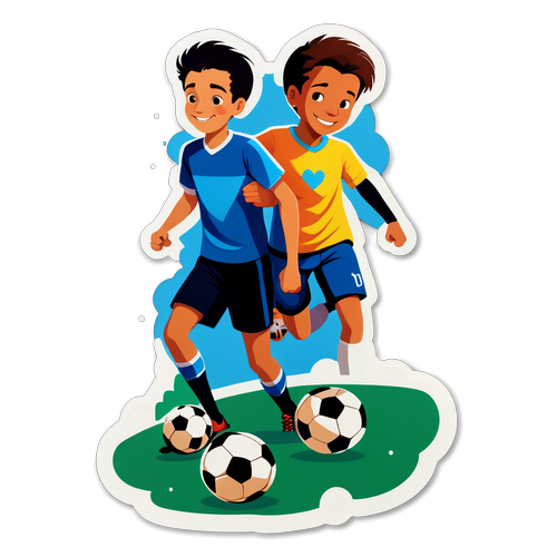 Sticker Retro: Padre e Hijo Jugando Fútbol