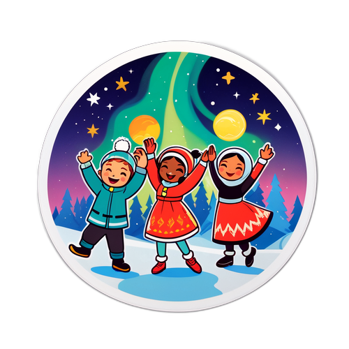 Dansende karakterer under nordlys
