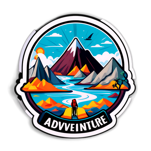 Seikkailuteemainen tarrakuva