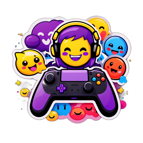 Twitch-thema Sticker met Spelende Karakter