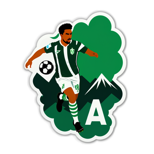 Impresionante Diseño Minimalista: Un Jugador de Atlético Nacional en Acción en un Entorno Montañoso!