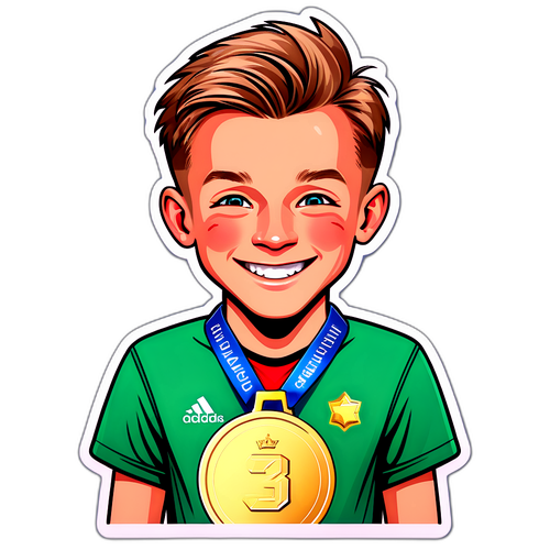 Ung sportstjärna med medalj