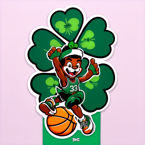 Masiglang Sticker ng Boston Celtics na Tumatalon para sa Tagumpay