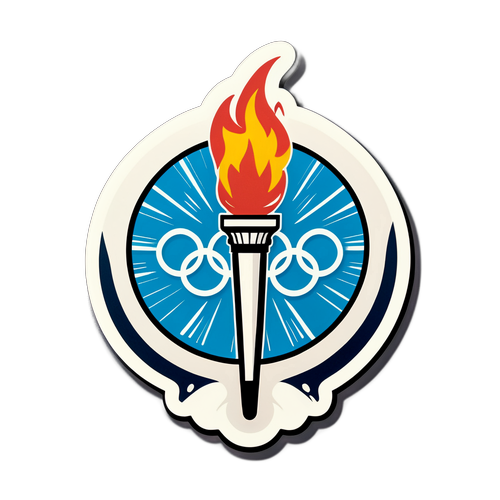 Retro-olympisk ilden i snødekt landskap