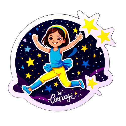 Autocolant cu Nadia Comăneci sărind în pirouette