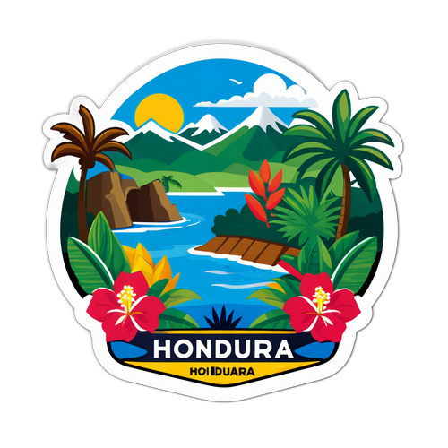 Sticker, der die Schönheiten Honduras zeigt