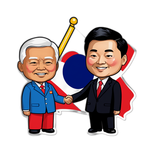 韩国总统与中国主席友好会晤贴纸