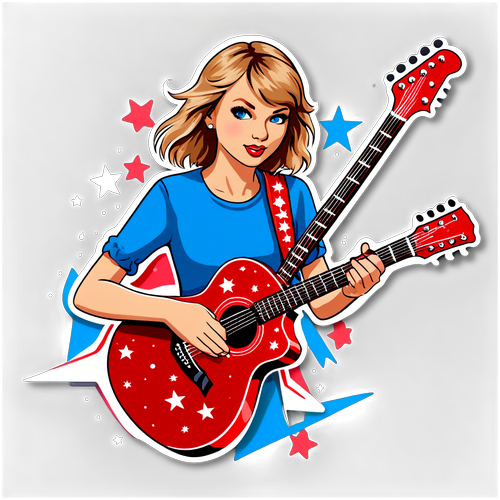 Verbluffend! Ontdek de Betoverende Taylor Swift Sticker met Gitaar en Sterren!