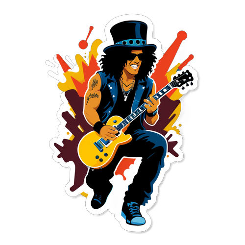 Scopri il Potere del Rock: Adesivo Esclusivo di Slash in Azione!