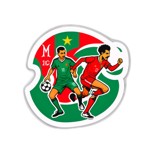 Diseño de una pegatina para un partido de fútbol entre Marruecos y un rival