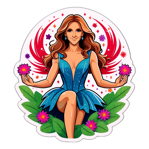 Flamboyante Celine Dion in Sparkling Costume