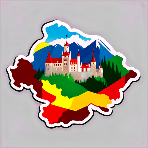Adesivo Colorido do Mapa da Romênia