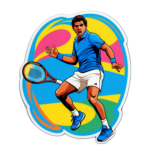 카를로스 알카라즈의 역동적인 테니스 움직임 스티커