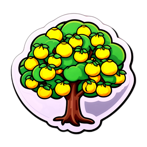 Hình dán cây bưởi vào mùa thu, biểu tượng cho sự thịnh vượng và thành công