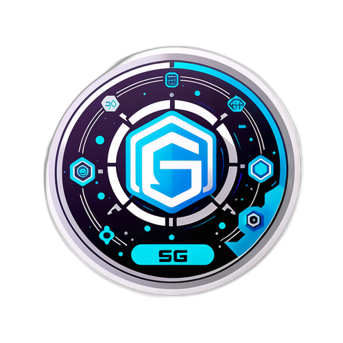 Autocollant thématique 'CSG' avec des éléments de technologie et de cybersécurité