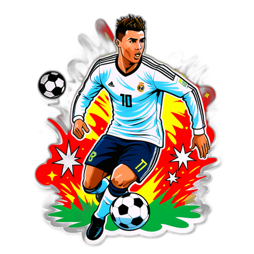 En lekfull klistermärke av Ronaldo i aktion