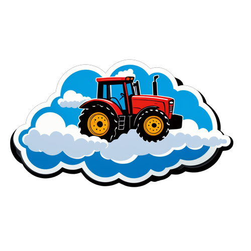Humoristischer Sticker von einem Flugzeug-Traktor