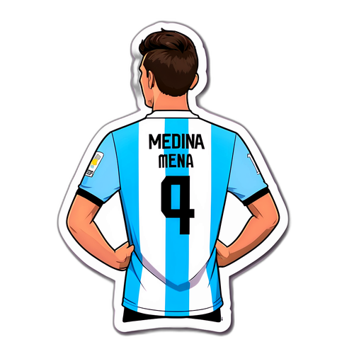 Sticker del equipo nacional de Argentina con el nombre y número de Facundo Medina