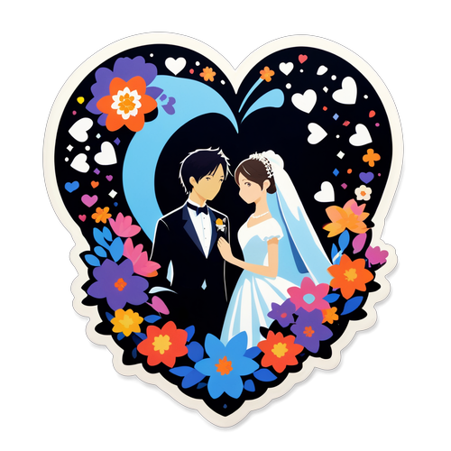 新郎新婦のシルエットが描く、愛と絆の結婚式デザイン！