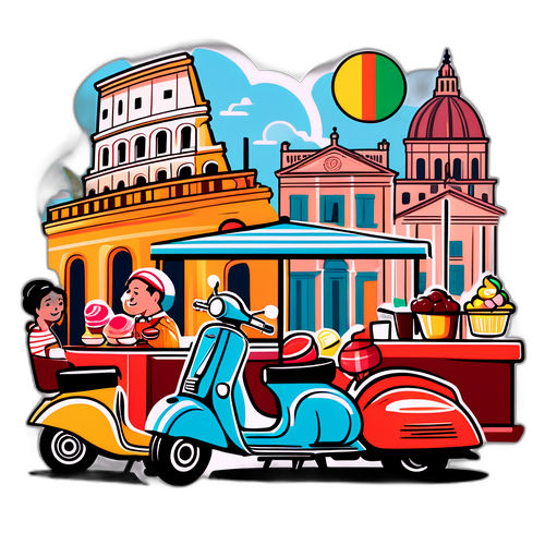 Livlig gatuscene i Rom