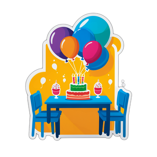 ลูกโป่งลอยเหนือโต๊ะอาหารในงานปาร์ตี้วันเกิด