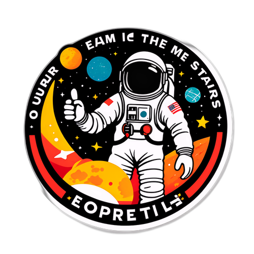 Nálepka s retro astronautem