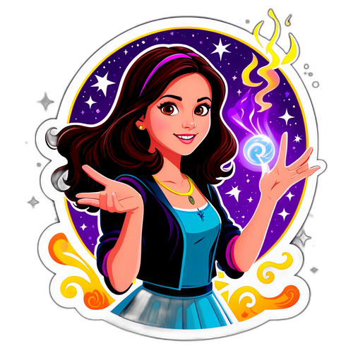 Design Giocoso di Alex Russo che Lancia un Incantesimo