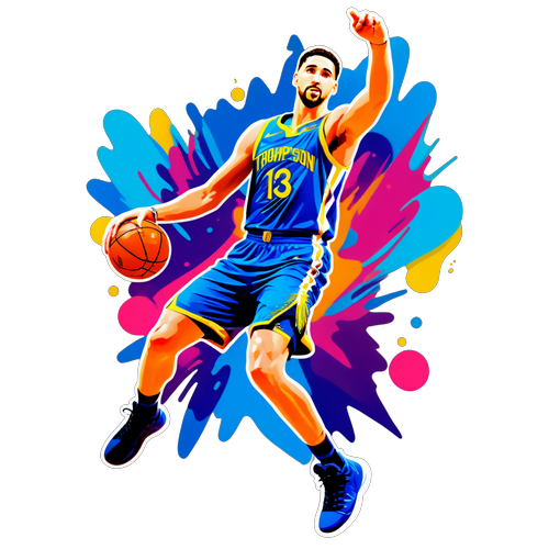 Unleash the Shooting Star: Klay Thompson's Epic Three-Pointer in Vivid Colors!