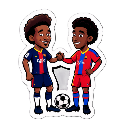 Stiker Kartun Pemain Sepak Bola Barcelona dan PSG Bertukar Seragam