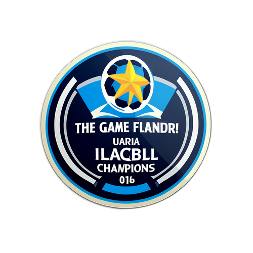 Наклейка з футбольним м'ячем на фоні Ліги чемпіонів UEFA