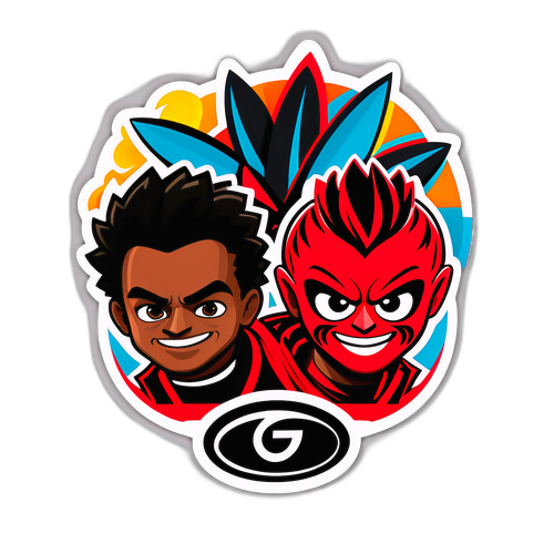 Sticker Pertarungan Persahabatan Antara Maskot Flamengo dan Racing Club