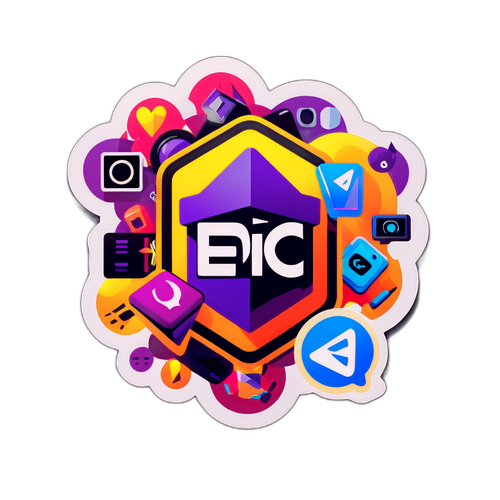 Epic Games logo älypuhelin- ja tietokonekuvakkeiden ympäröimänä