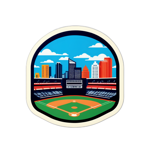 프로야구 점수를 보여주는 도시 경관