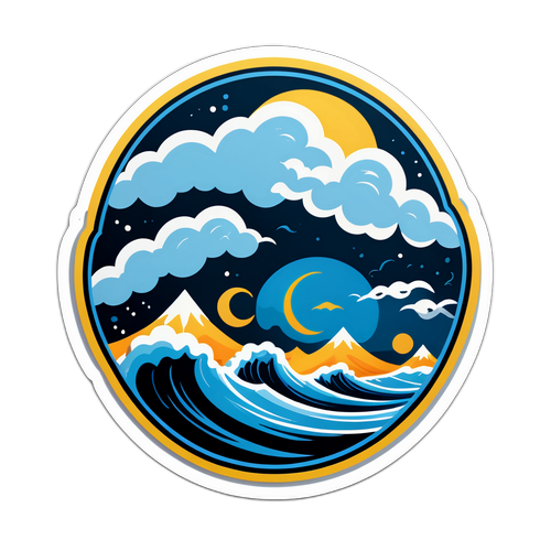 Stormige Wolken en Golven Sticker