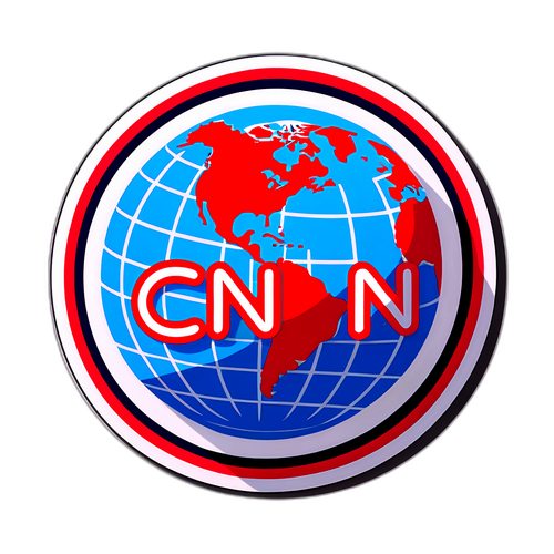 Desain Stiker CNN dengan Latar Belakang Berita