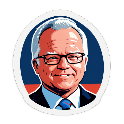 Entdecke den zeitlosen Sticker: Tim Walz im minimalistischen Stil – Mehr als nur ein Porträt!