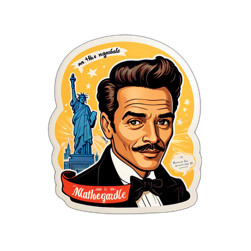 Adesivo com a ilustração de Matheus Nachtergaele como um personagem famoso